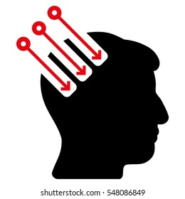Neuro Interface vector icon. Style is flat graphic bicolor symbol, intensive red and black colors, white background.