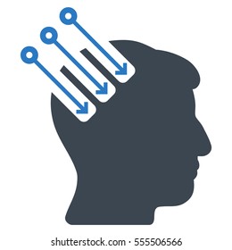 Neuro Interface vector pictogram. Style is flat graphic bicolor symbol, smooth blue colors, white background.