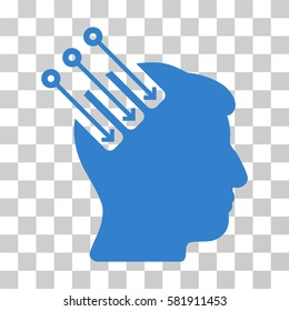 Neuro Interface vector pictograph. Illustration style is a flat iconic cobalt symbol on a transparent background.