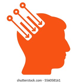 Neuro Interface vector pictograph. Style is flat graphic symbol, orange color, white background.
