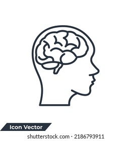 neurobiology icon logo vector illustration. Human brain symbol template for graphic and web design collection