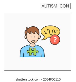 Neurodevelopmental Disorder Color Icon. Abnormal Voice Tone. Atypical Speech.Odd Rhythm Or Pitch. Autism Spectrum Disorder Concept.Isolated Vector Illustration