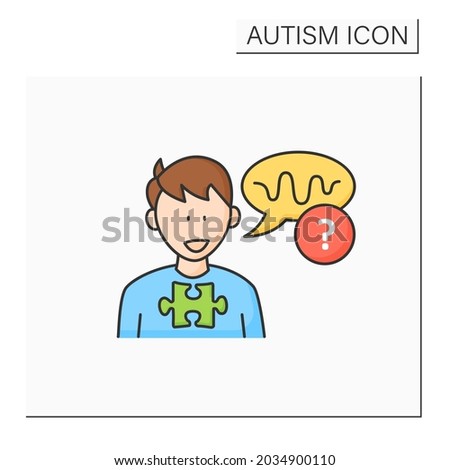 Neurodevelopmental disorder color icon. Abnormal voice tone. Atypical speech.Odd rhythm or pitch. Autism spectrum disorder concept.Isolated vector illustration
