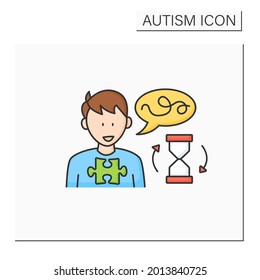 Neurodevelopmental disorder color icon. Delay in learning to speak.Start talking late. Autism spectrum disorder concept.Isolated vector illustration