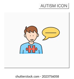 Neurodevelopmental disorder color icon. Flat, monotonous speech. Difficulties with tone. Autism spectrum disorder concept.Isolated vector illustration