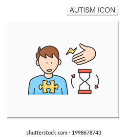 Neurodevelopmental disorder color icon. Repetitive movements. Imitate gestures, poses, facial expressions. Autism spectrum disorder concept.Isolated vector illustration