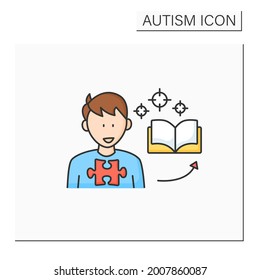 Neurodevelopmental disorder color icon.Intense focus on one topic. Preoccupation with a narrow topic of interest. Autism spectrum disorder concept.Isolated vector illustration