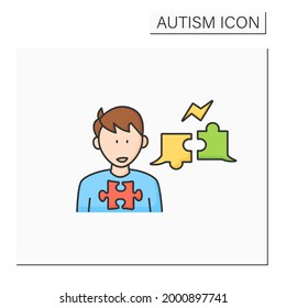 Neurodevelopmental Disorder Color Icon.Problems With Two Way Conversation.Inability To Balance Dialogue. Autism Spectrum Disorder Concept.Isolated Vector Illustration