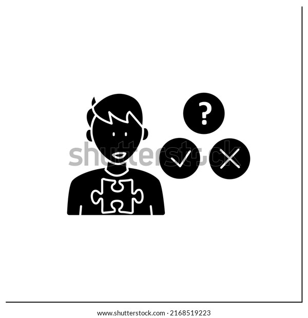 Neurodevelopmental disorder glyph\
icon.Socially awkward.Unable to understand expressions,feelings.\
Autism spectrum disorder concept.Filled flat sign. Isolated\
silhouette vector\
illustration