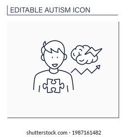 Neurodevelopmental disorder line icon. Behavioral disturbances. Restricted and repetitive behavior. Autism spectrum disorder concept.Isolated vector illustration.Editable stroke