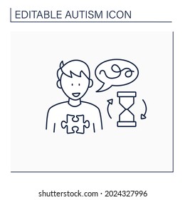 Neurodevelopmental disorder line icon. Delay in learning to speak.Start talking late. Autism spectrum disorder concept.Isolated vector illustration.Editable stroke