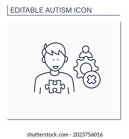 Neurodevelopmental disorder line icon. Inappropriate social interaction. Keeps aloof, detached from people. Autism spectrum disorder concept.Isolated vector illustration.Editable stroke