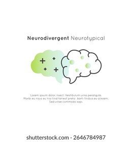 Neurodivergent Brain Diversity Autism ADHD Dyslexia Dyspraxia Mental Health Minimalist Vector Clipart Executive Dysfunction Inclusion Cognitive Spectrum Awareness Line Art Illustration