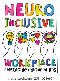 Neurodiversity, autism acceptance. Creative web banner in a colorful pop art style. Human minds and experiences diversity. Inclusive, understanding society. Vector illustration on a white background