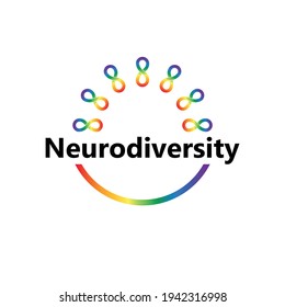 Neurodiversity awareness and acceptance concept vector with rainbow infinity symbols. Autism awareness.