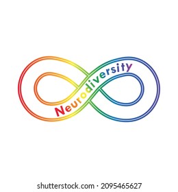 Neurodiversity awareness and acceptance concept vector with rainbow infinity symbols. Autism awareness. Infinity rainbow symbol. infinity sign in rainbow spectrum colors. 