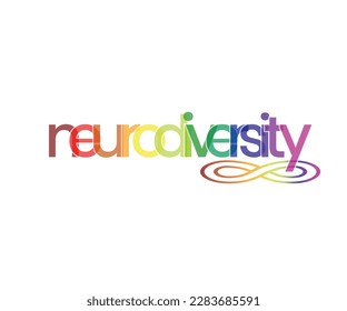 Erkennungs- und Akzeptanzkonzept für die Neurovielfalt mit Infinity-Symbolen für Regenbogen. Autismus-Bewusstsein. Unendliches Regenbogensymbol. unendlich Zeichen in den Farben des Regenbogenspektrums. 