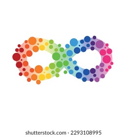 Neurodiversity awareness and acceptance concept vector with rainbow infinity symbols. Autism awareness. Infinity rainbow symbol. infinity sign in rainbow spectrum colors. 