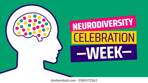 Neurodiversity Celebration Week background banner or poster design template. observed every year in March. Holiday concept. Use to any Template, card, poster, placard, template.