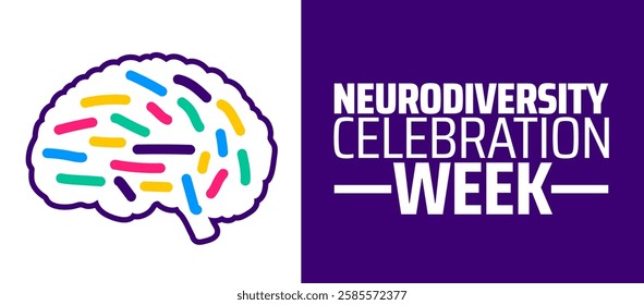 Neurodiversity Celebration Week background banner or poster design template. observed every year in March. Holiday concept. Use to any Template, card, poster, placard, template.