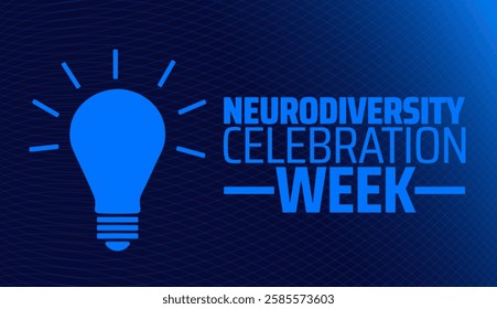 Neurodiversity Celebration Week blue color technology concept background banner or poster design template. observed every year in March. Holiday concept. Use to any Template, card, poster, placard.