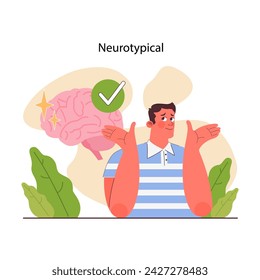 Neurodiversity. Cognitive development spectrum. Mental health awareness. Sociability, learning ability, attention span, mood and mental disorders. Flat vector illustration