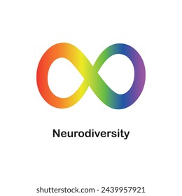 neurodiversity describe differences in the way people's brains work. The rainbow-colored infinity symbol represents the diversity of the autism spectrum as well as the greater neurodiversity movement