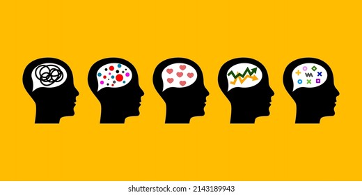 Neurodiversity, differences of thinking icon. Business and emotions