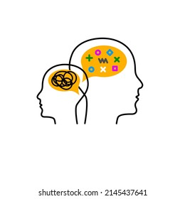 Neurodiversity, differences of thinking icon. Business and emotions