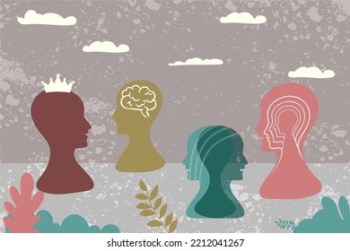 Neurodiversity as human mind variation and differences tiny person concept. Mental awareness and psychological issues about sociability, learning, attention, mood and disorders vector illustration