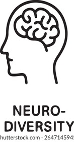 Neurodiversity Icon Logo – Inclusive Brain Symbol for Mental Health, Cognitive Differences, and Neurodivergent Awareness