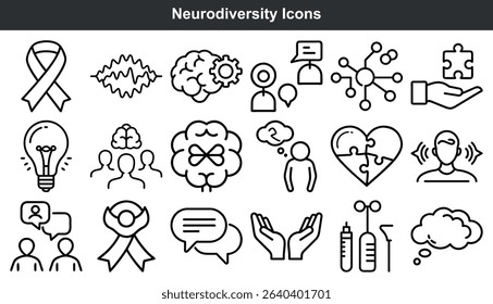 Neurodiversity Icons Black Line Art Set