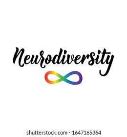 Neurodiversidad. Letras. Cita motivacional e inspiradora dibujada a mano por vectores. Afiche caligráfico. Día mundial de concientización sobre el autismo.