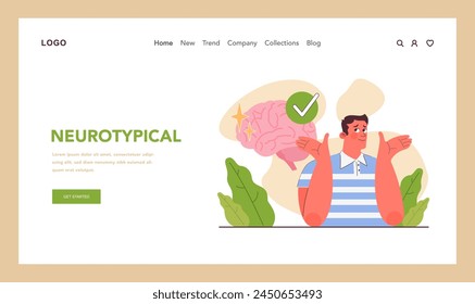 Neurodiversity web banner or landing page. Cognitive development spectrum. Mental health awareness. Sociability, learning ability, attention span, mood and mental disorders. Flat vector illustration