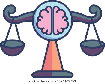 Neuroethics Icon - Lineal Color Style - Neuroscience Theme