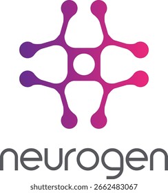 Neurogen Abstract Neuron Logo with Gradient Color Scheme, Neuron Logo