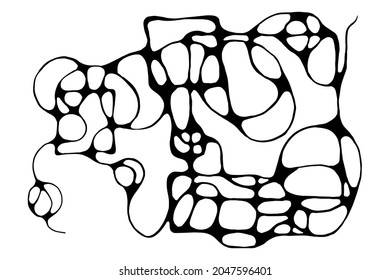 Neurographic lines sketch vector illustration. Abstract chaotic wavy curves pattern background. Hand drawn monochrome neuroart. Right Brain Drawing. Concept of subconscious mind.