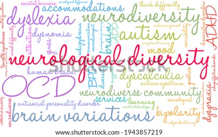 Neurological Diversity word cloud on a white background. 