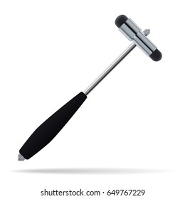 Neurological hammer. Medical instrument used to test reflexes. A realistic image. Isolated object. Vector illustration.