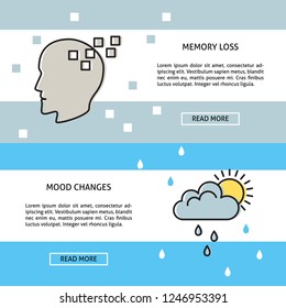 Neurological problems concept banner templates in line style