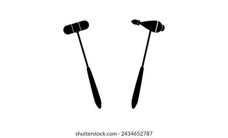 Neurological and Reflex Hammer, black isolated silhouette