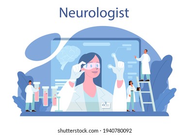 Neurologist concept. Doctor examine human brain. Idea of doctor caring