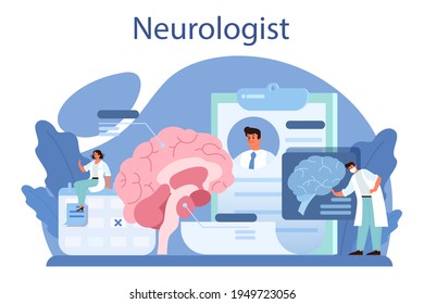 Neurologist concept. Doctor examine human brain. Idea of doctor caring