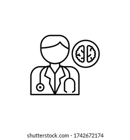 Neurologist, Doctor Icon. Simple Line, Outline Vector Elements Of Neurology For Ui And Ux, Website Or Mobile Application