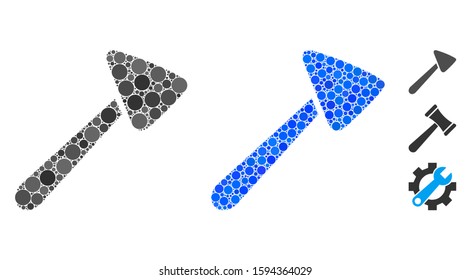 Neurologist hammer mosaic of circle elements in various sizes and color tinges, based on neurologist hammer icon. Vector circle elements are composed into blue composition.