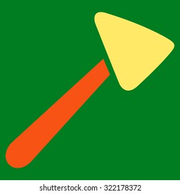 Neurologist Hammer vector icon. Style is bicolor flat symbol, orange and yellow colors, rounded angles, green background.