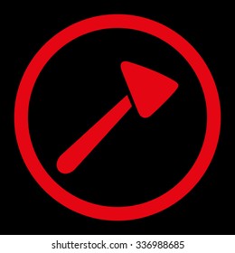 Neurologist Hammer vector icon. Style is flat rounded symbol, red color, rounded angles, black background.