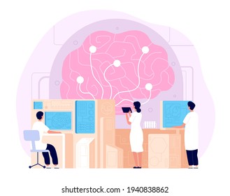 Neurology. Active occupational research, psychology disease explorer. Professional neurological education, human brain utter study vector concept