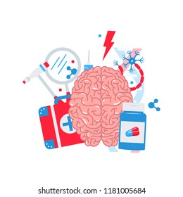 Neurology concept made of flat icons, vector illustration.