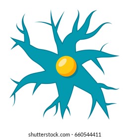 Neurology concept with nerve cell, vector illustration in flat style